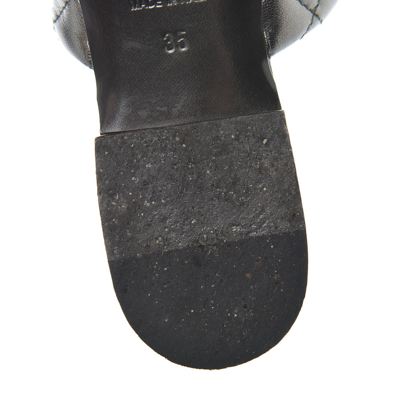 Iridescent Lambskin Quilted CC Chain Mules 35 Silver Black
