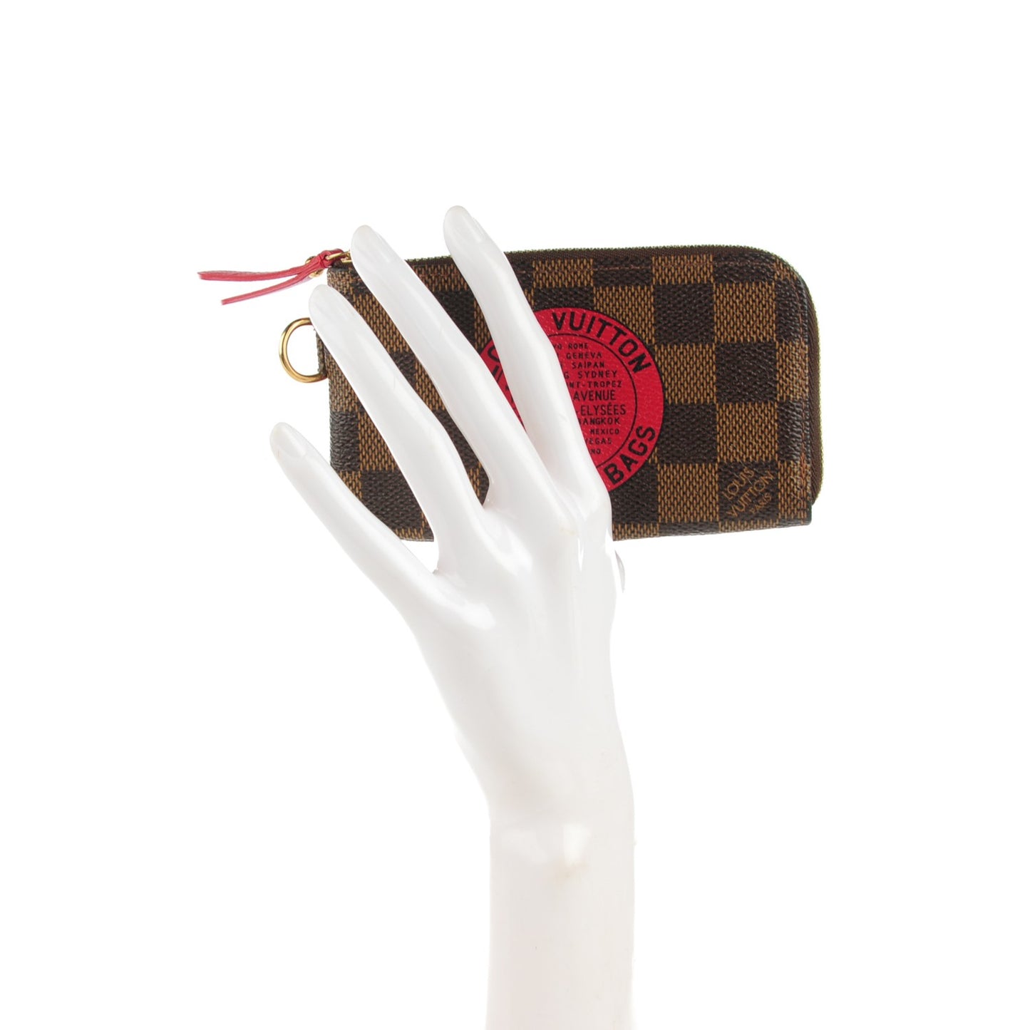 Damier Ebene Complice Trunks and Bags Key Pouch Red