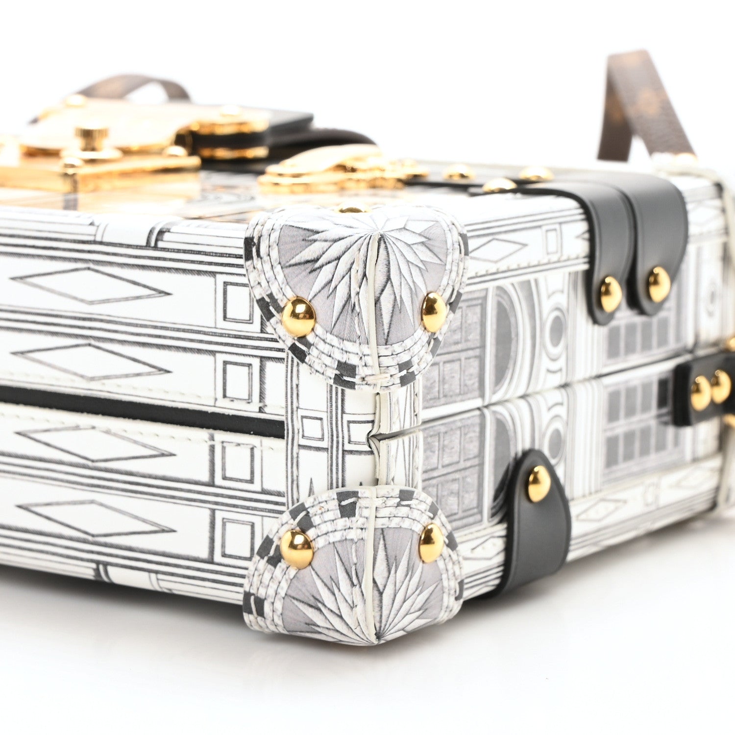 Louis Vuitton X FORNASETTI Calfskin Architettura Petite Malle White Black 9 of 9