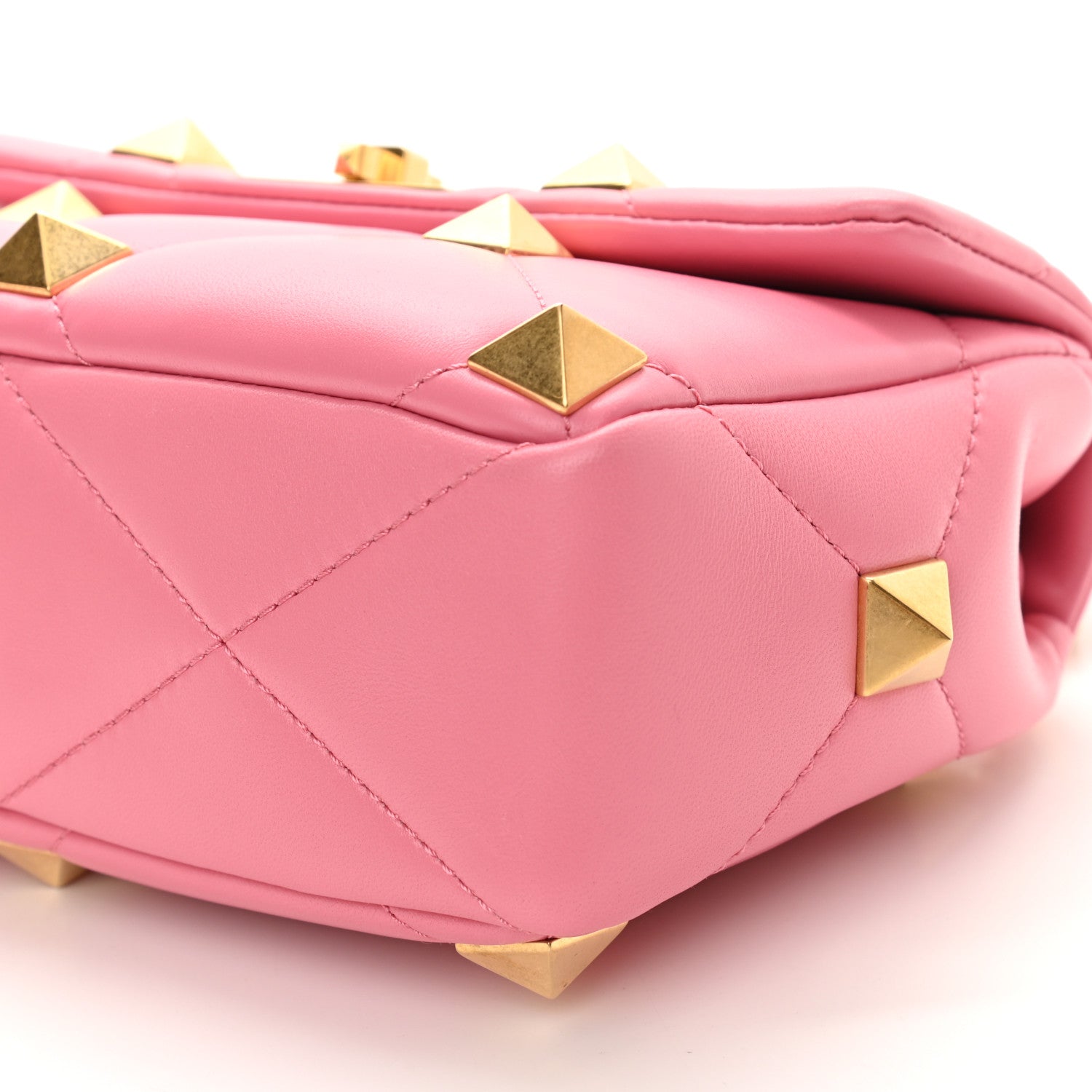 Valentino Garavani Nappa Medium Roman Stud Shoulder Bag Flamingo Pink 8 of 9