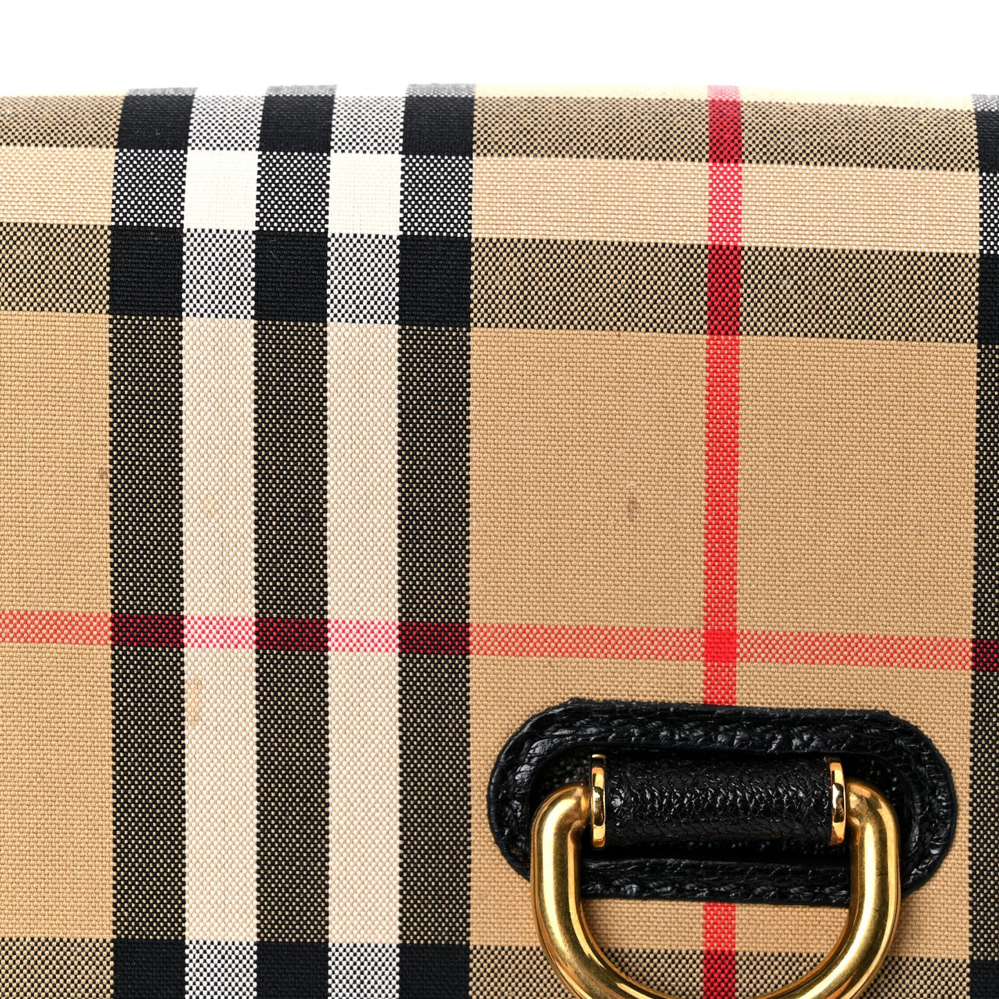 Goatskin Cotton Canvas Vintage Check D-Ring Mini Bag Black Antique Yellow