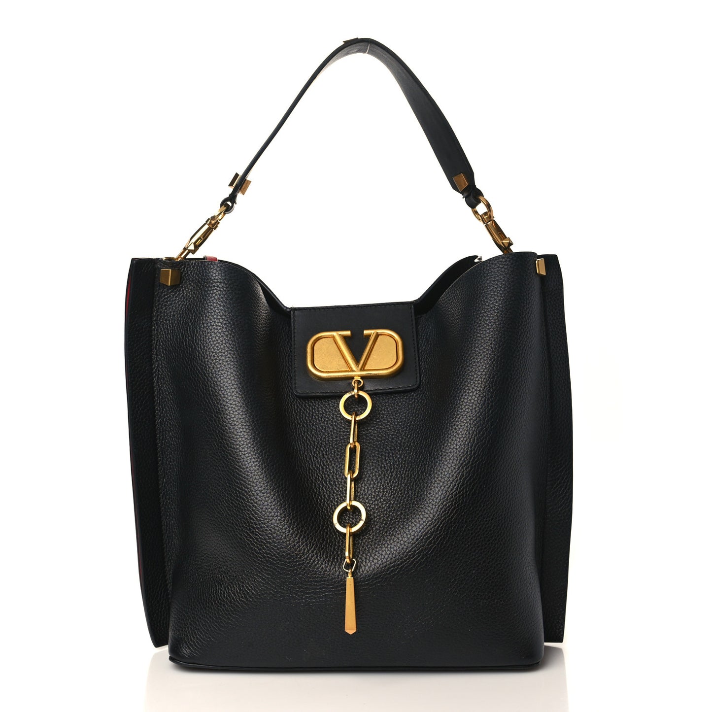 Grainy Calfskin Escape Hobo Bag Black