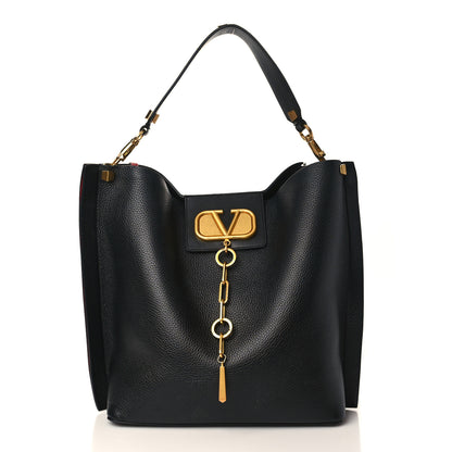 Valentino Garavani Grainy Calfskin Escape Hobo Bag Black 3 of 11