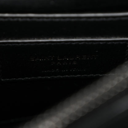 Saint Laurent Sheepskin Matelasse Chevron Monogram Monochrome Medium College Bag Black 6 of 9