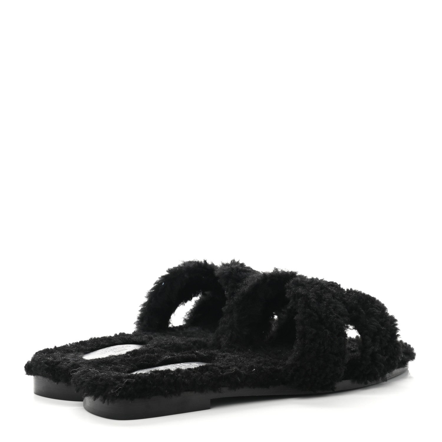 Hermes Woolskin Oran Sandals 36 Black 4 of 8