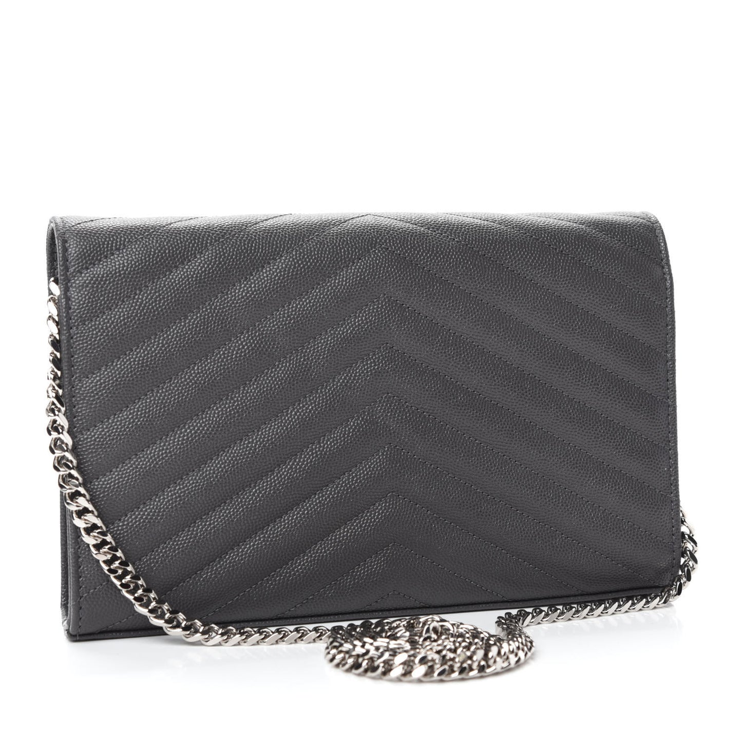 Grain De Poudre Matelasse Chevron Monogram Chain Wallet Earth