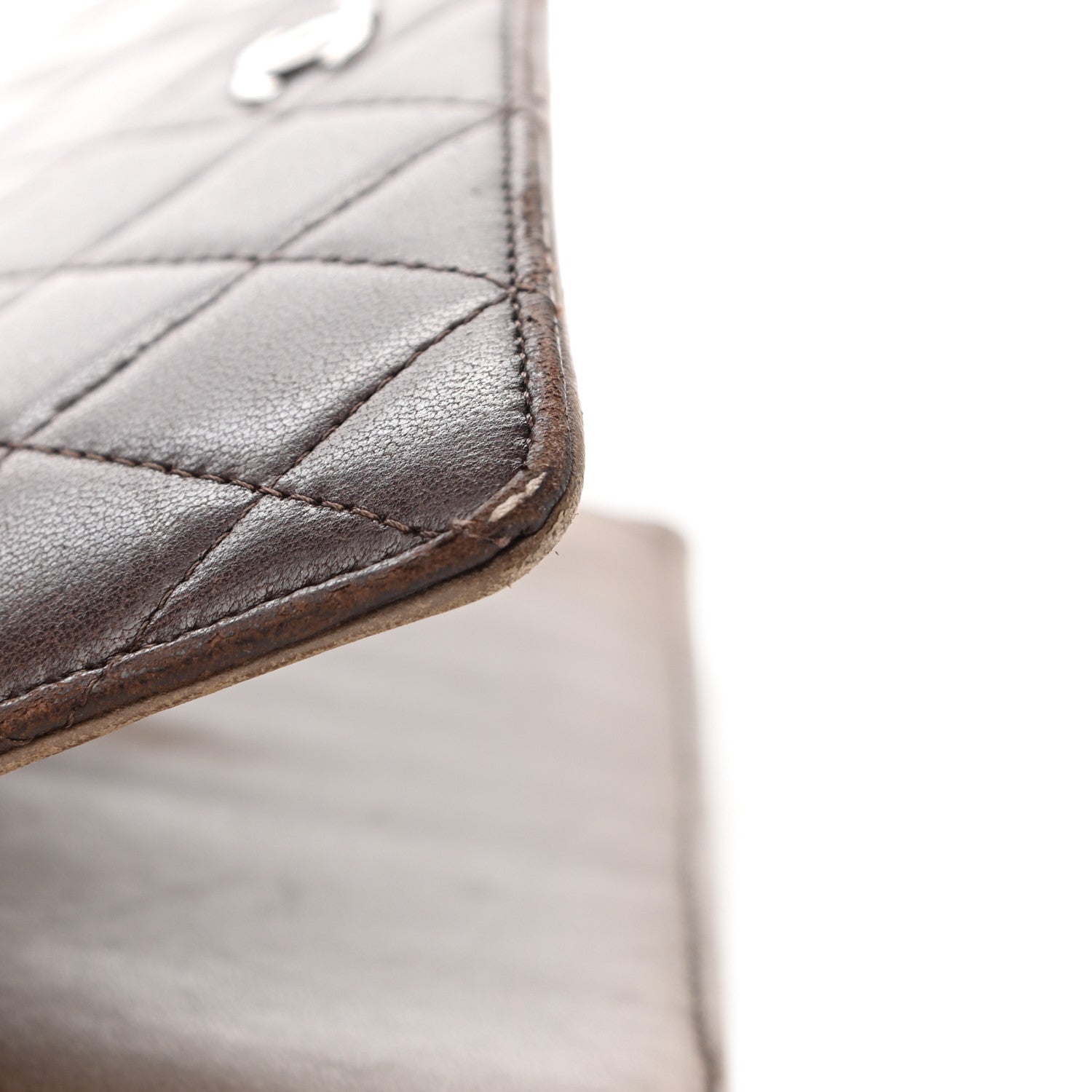Chanel Lambskin Quilted Yen Wallet Dark Brown 9 of 10