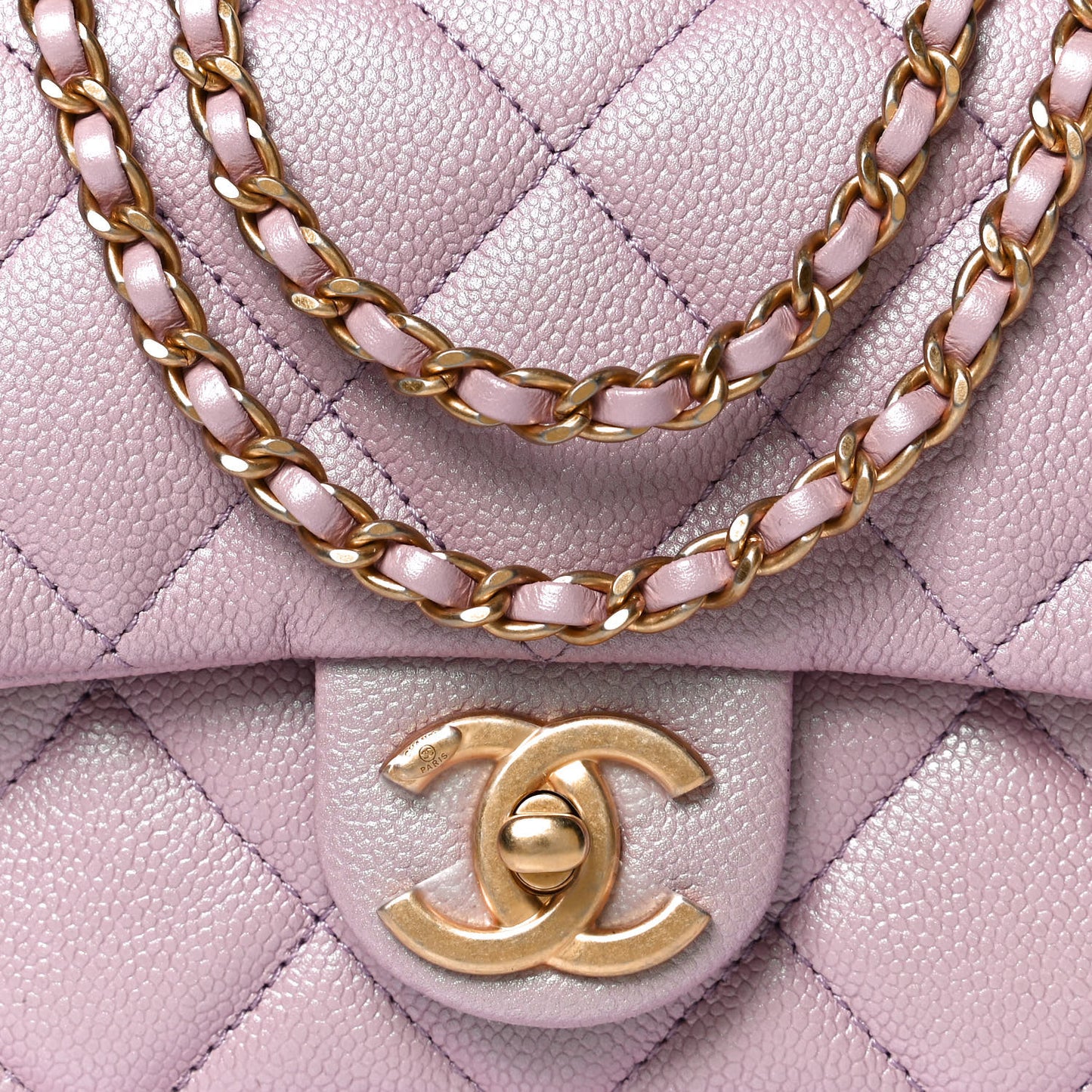Iridescent Caviar Quilted Mini My Perfect Flap Pink