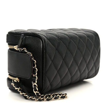 Chanel Caviar Quilted Toiletry Case With Chain Black 4 of 9