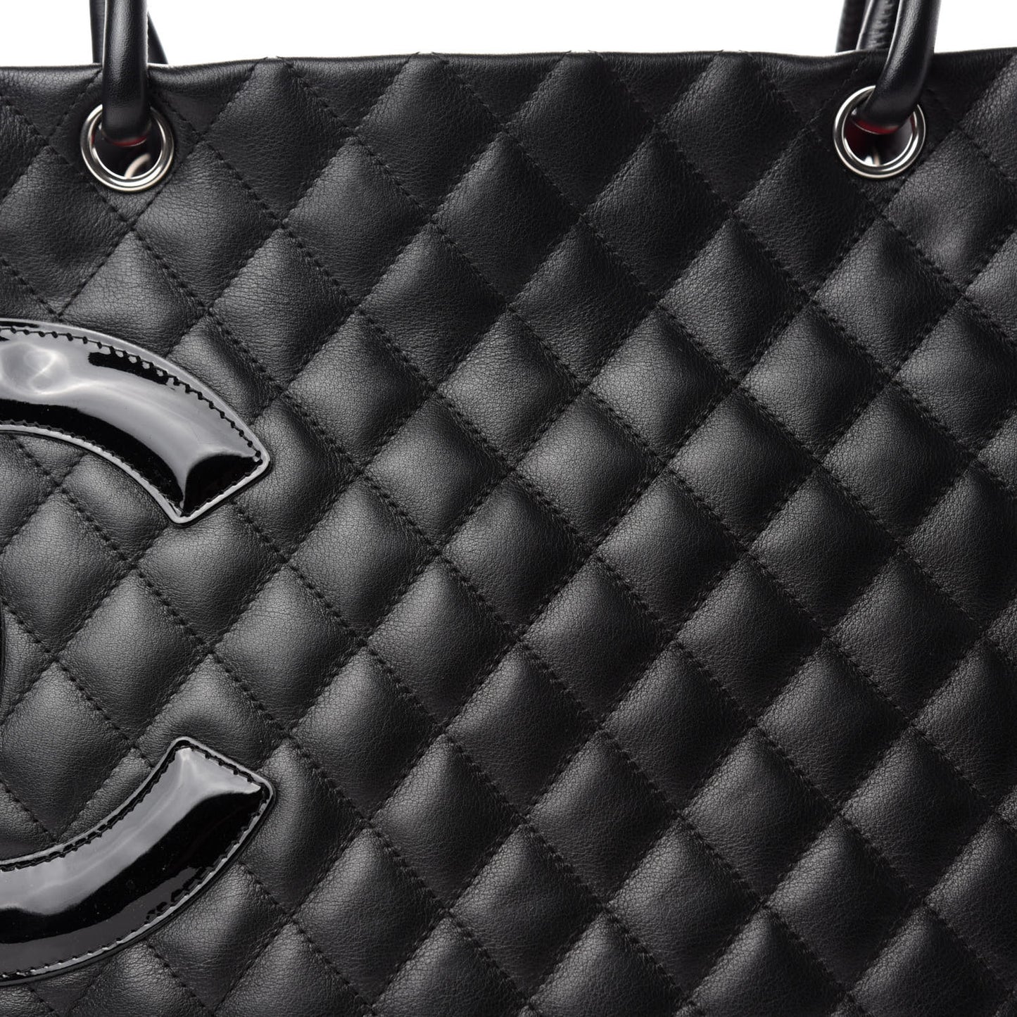 Calfskin Quilted Large Cambon Tote Black