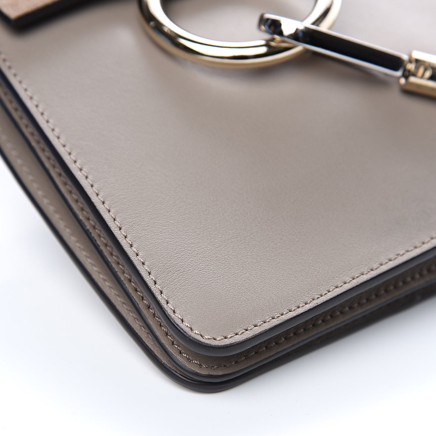 Suede Calfskin Mini Faye Bracelet Bag Motty Grey