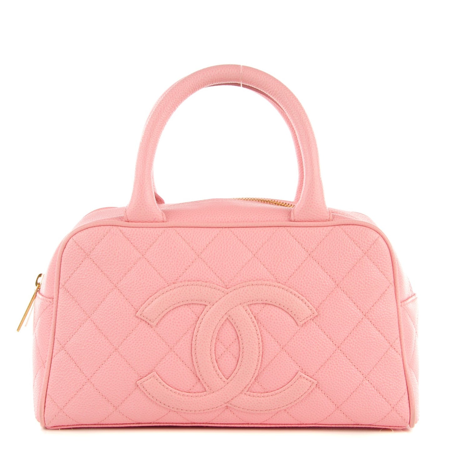 Caviar Quilted Small Bowler Pink