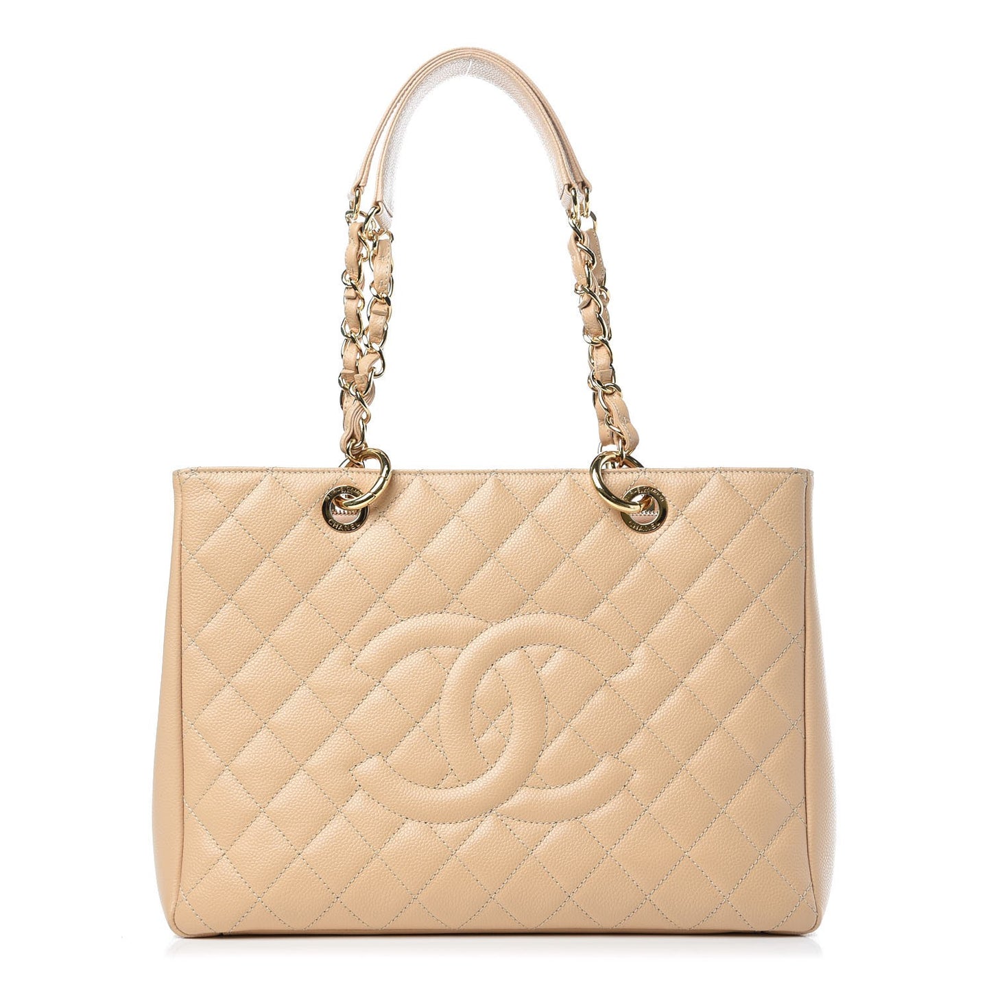 Caviar Quilted Grand Shopping Tote GST Beige Clair
