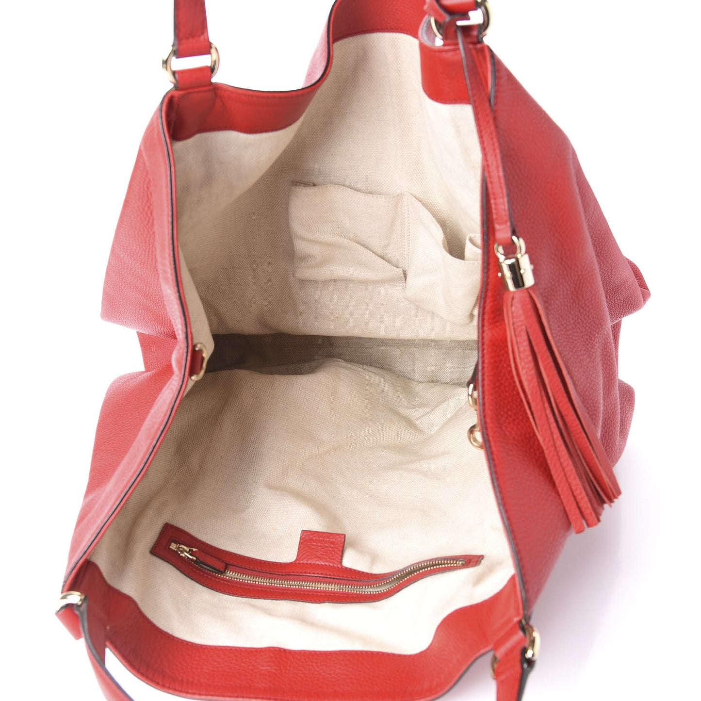 Pebbled Calfskin Large Soho Shoulder Bag Red