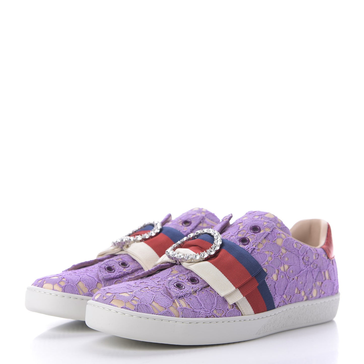 Lace Crystal Sylvie Web Flower Leaf Womens Ace Sneakers 37.5 Wisteria Perfect Pink