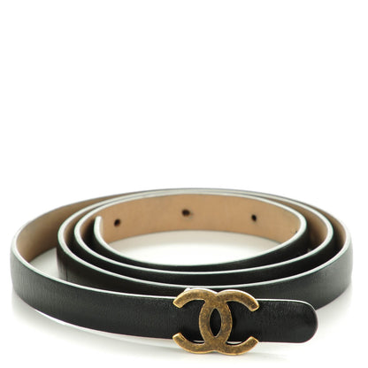 Chanel Lambskin CC Logo Skinny Belt 90 36 Black 1 of 7