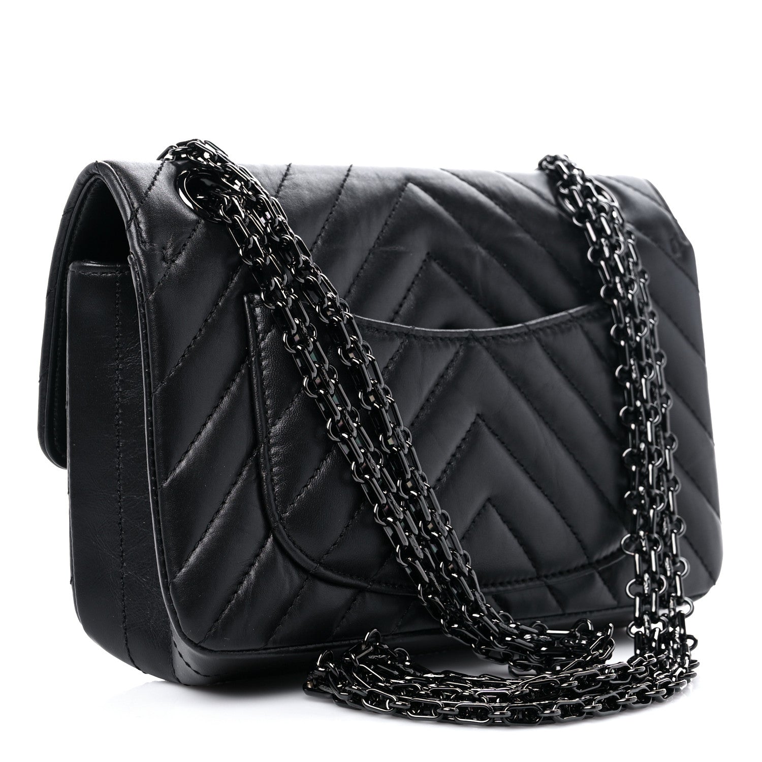 Chanel Aged Calfskin Chevron Quilted 2.55 Reissue Mini Flap So Black 3 of 10