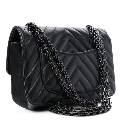 Chanel Aged Calfskin Chevron Quilted 2.55 Reissue Mini Flap So Black 3 of 10