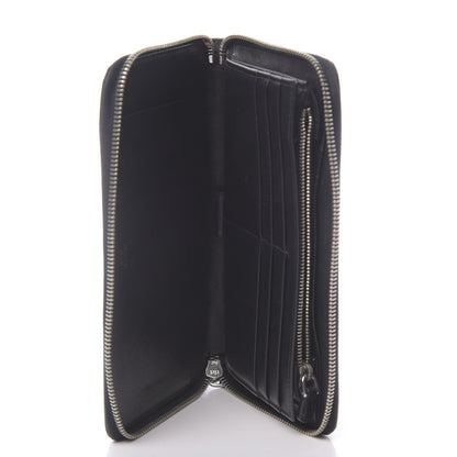 Prada Saffiano Triangle Large Zip Around Travel Wallet Black 5 of 8