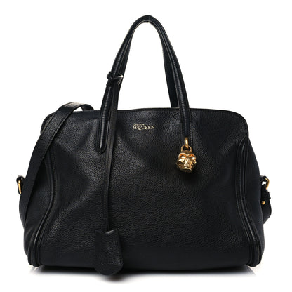 Alexander McQueen Pebbled Calfskin Small Skull Padlock Zip Around Tote Black 1 of 10