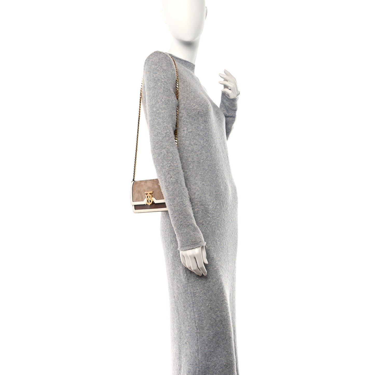 Suede Calfskin Large Jessie Chain TB Bag Biscuit