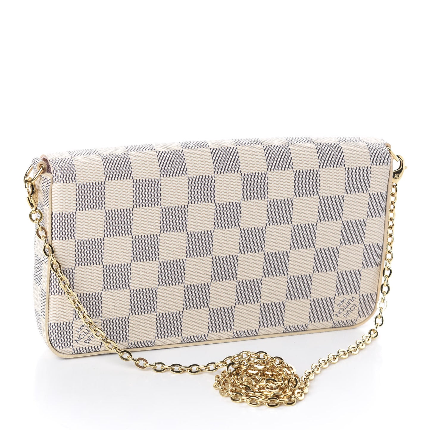 Damier Azur Pochette Felicie Chain Wallet Rose Ballerine