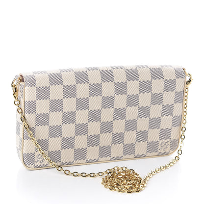 Louis Vuitton Damier Azur Pochette Felicie Chain Wallet Rose Ballerine 2 of 10