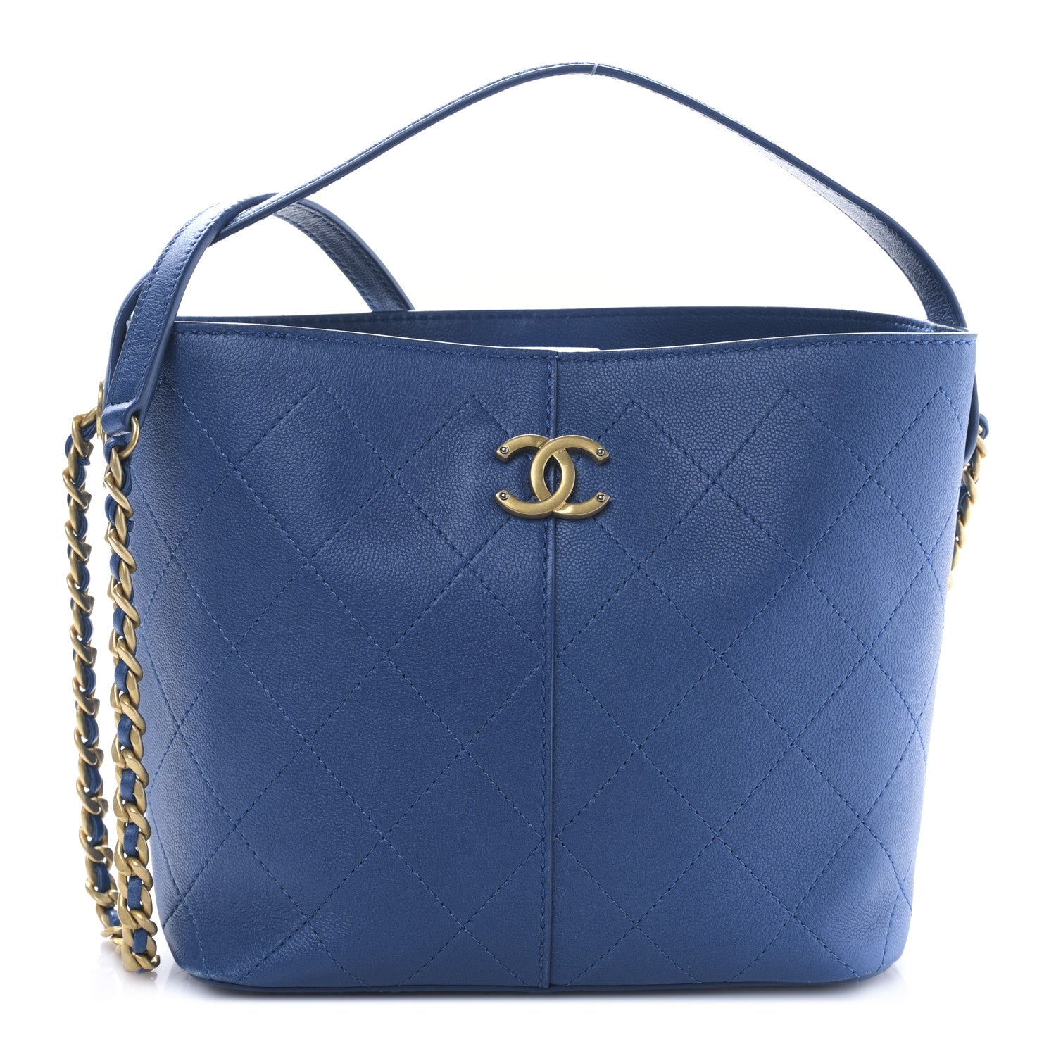 Chanel Caviar Stitched Small Shopping Bag Blue 1 of 9