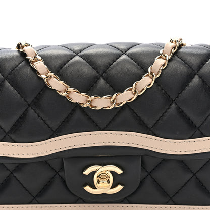 Chanel Shiny Lambskin Quilted Half Mini Flap Black Beige 8 of 10