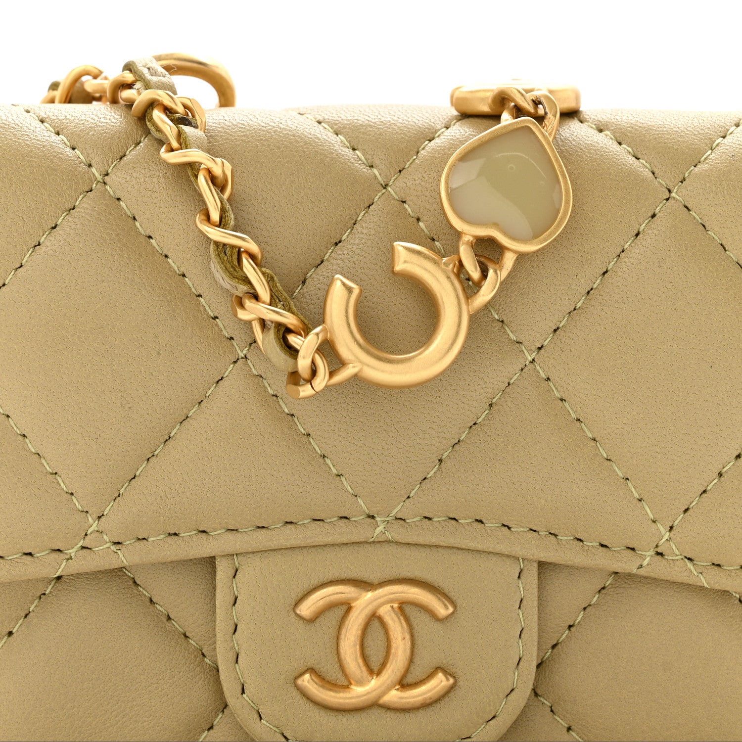 Chanel Lambskin Coco Enamel Quilted Mini Chain Belt Bag Light Green 9 of 12