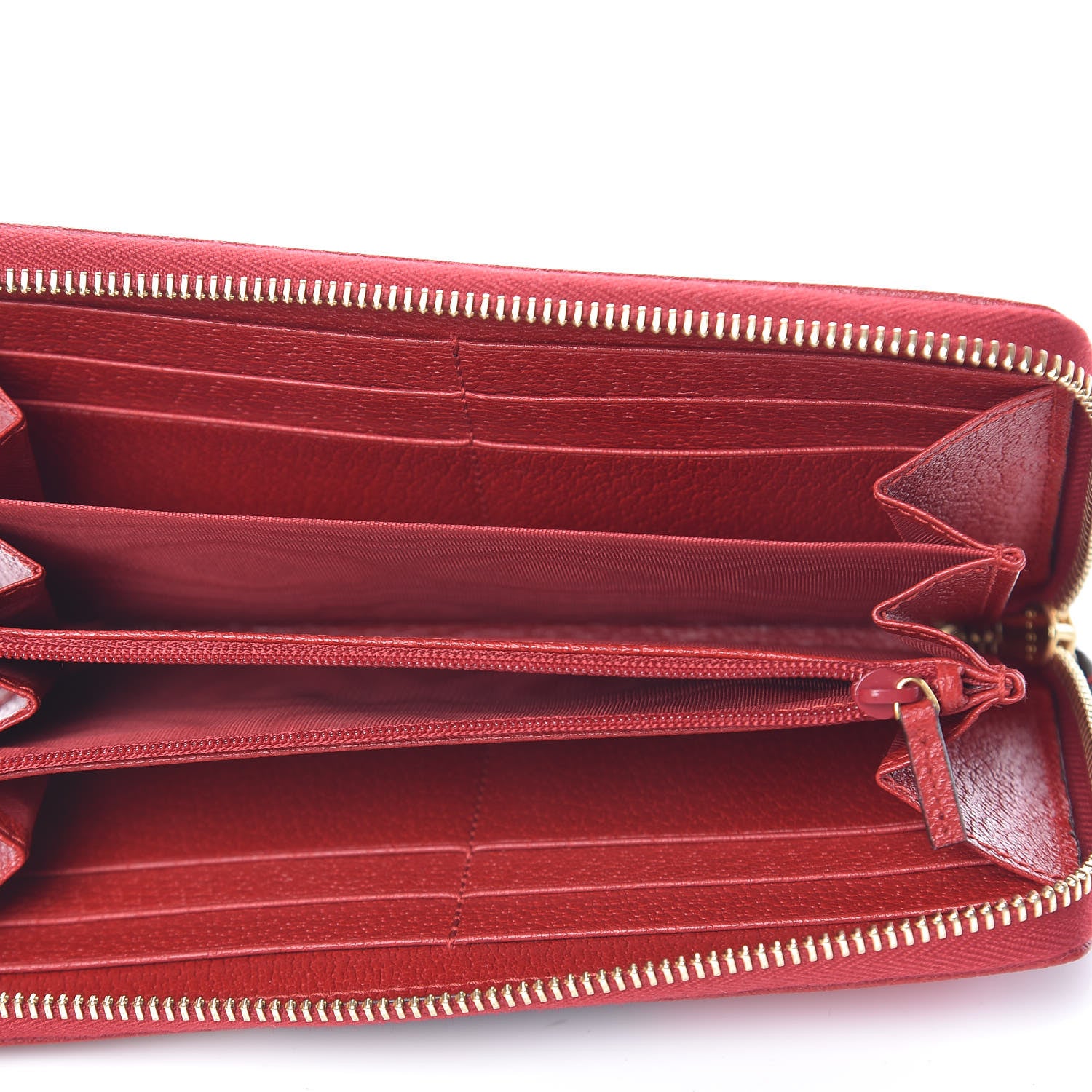 Gucci Canvas Sylvie Stripe Logo Zip Around Wallet Mystic White Hibiscus Red Maritime 5 of 8