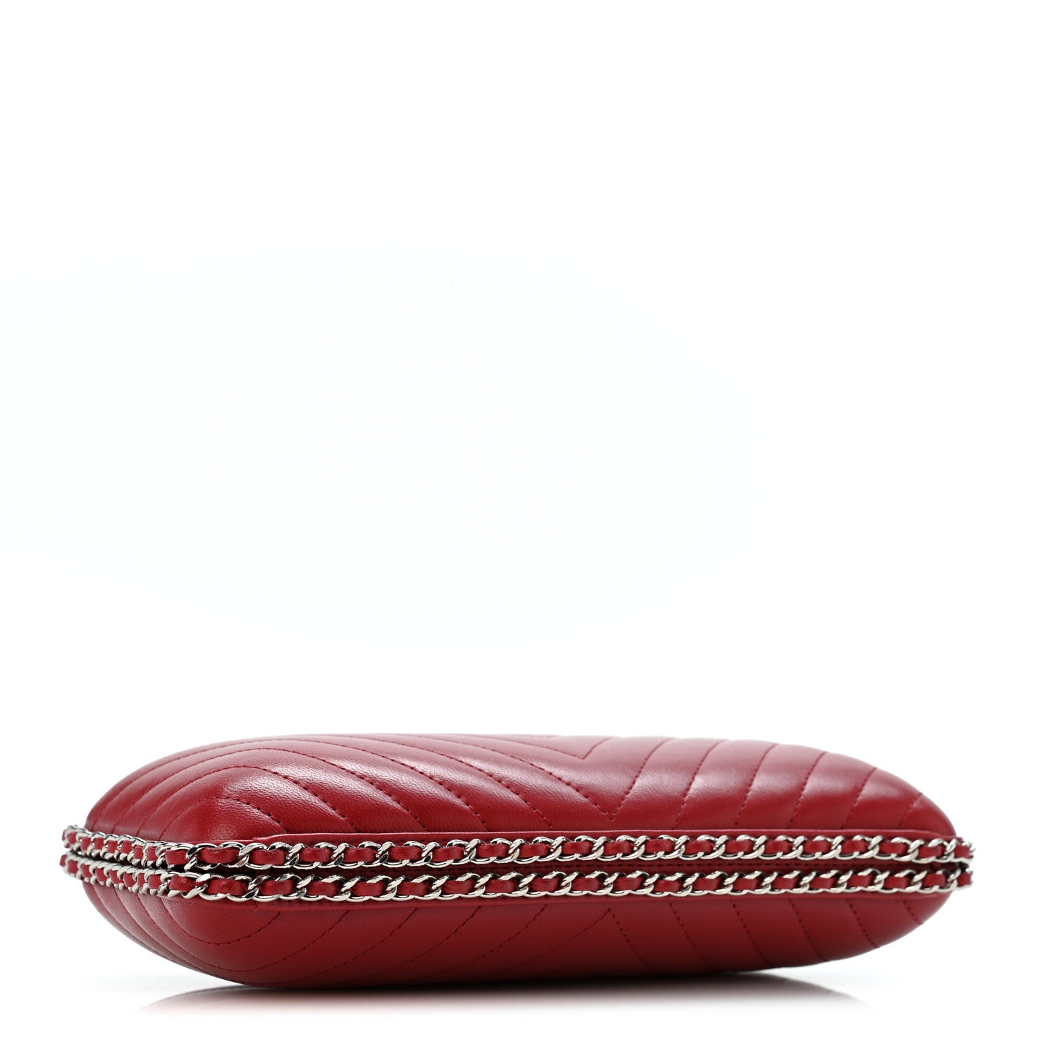 Chanel Lambskin Chevron Quilted Chain Around Clutch Dark Red 4 of 11