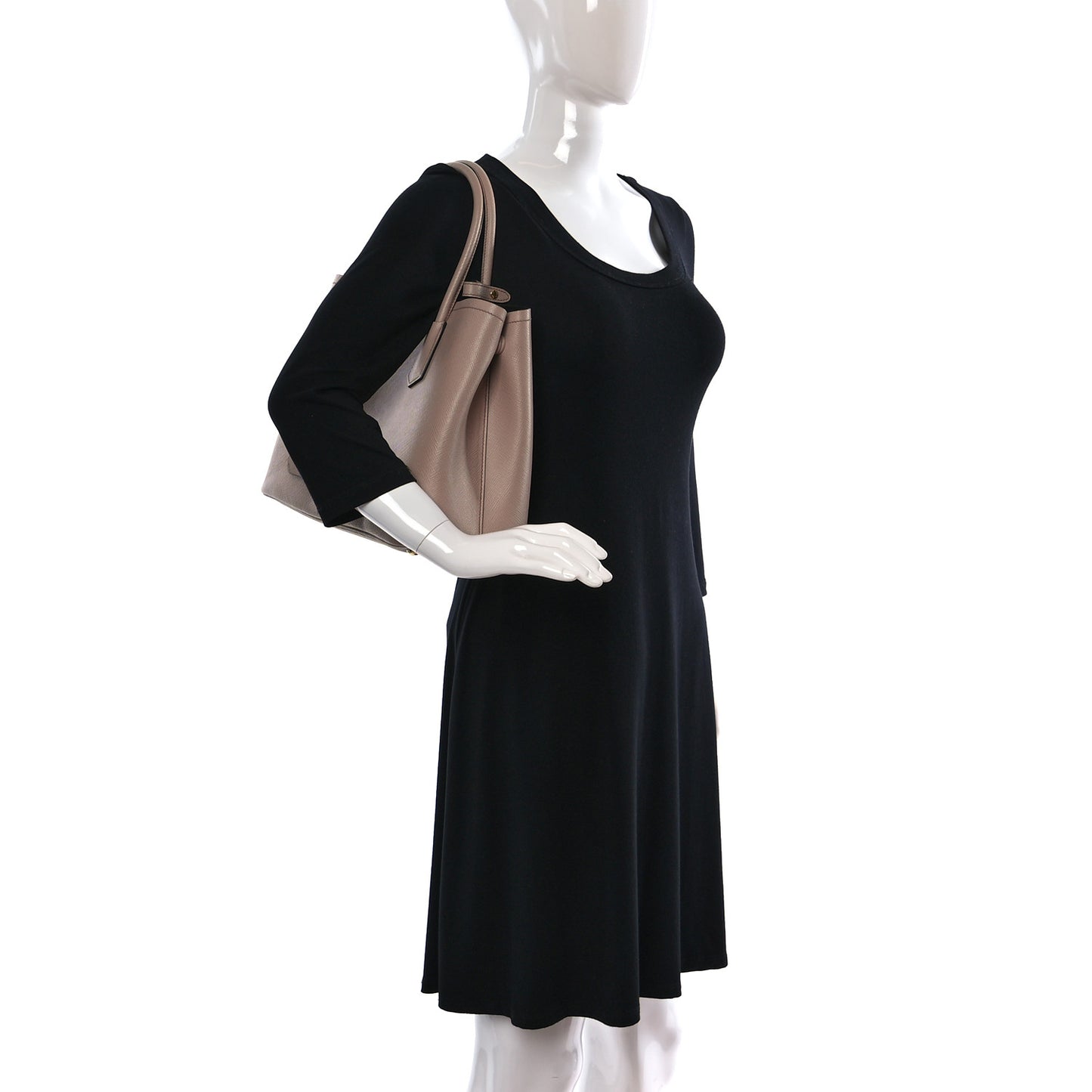 Saffiano Cuir Medium Double Bag Cammeo Black