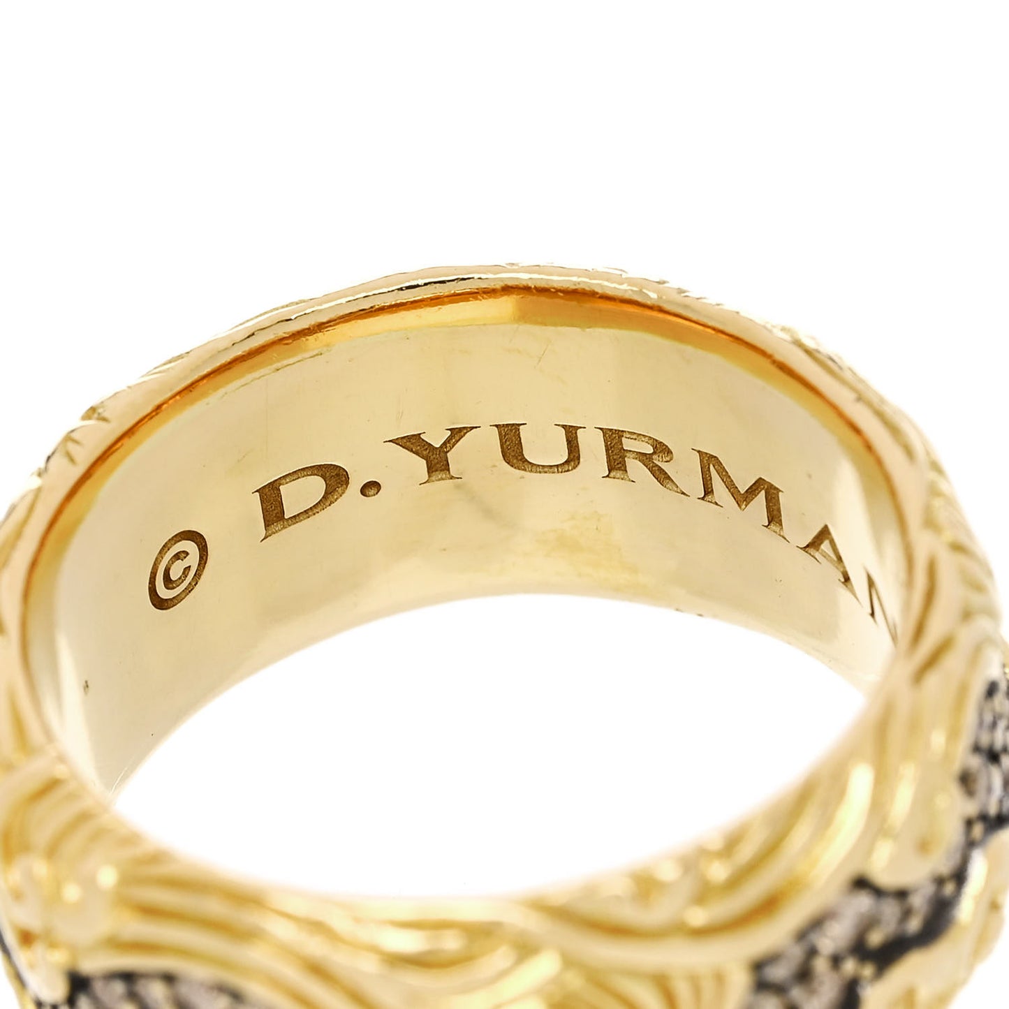 18K Yellow White Gold Cognac Diamond Waves Band Ring 62 10