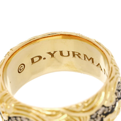 David Yurman 18K Yellow White Gold Cognac Diamond Waves Band Ring 62 10 4 of 5