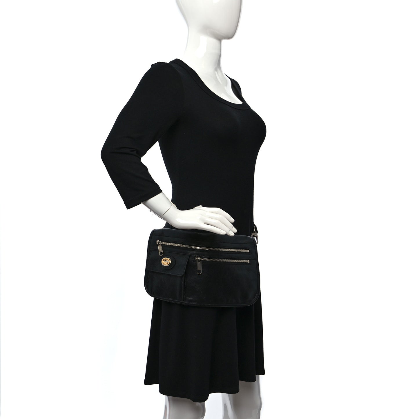 Fluffy Calfskin Morpheus Messenger Bag Black