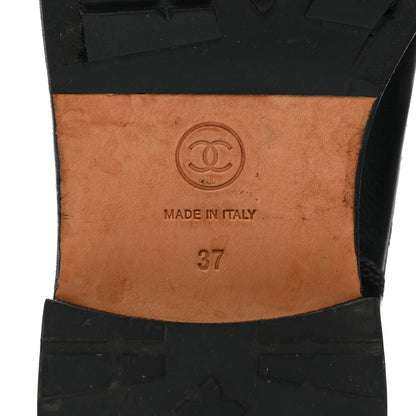 Chanel Calfskin Quilted Lace Up Combat Boots 37 Black 8 of 9