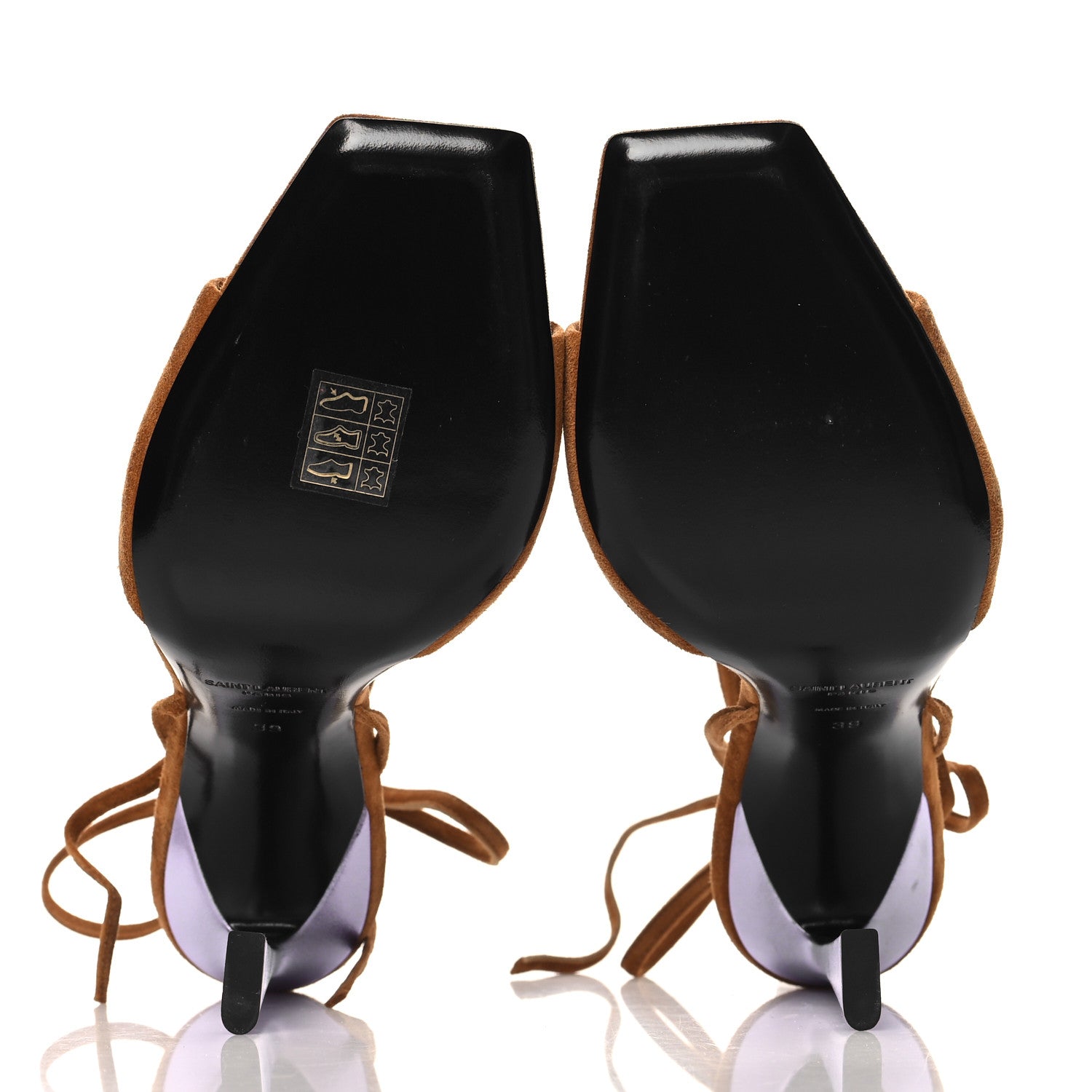 Saint Laurent Suede Paz 105 Ankle Strap Sandals 39 Brown Purple 6 of 9