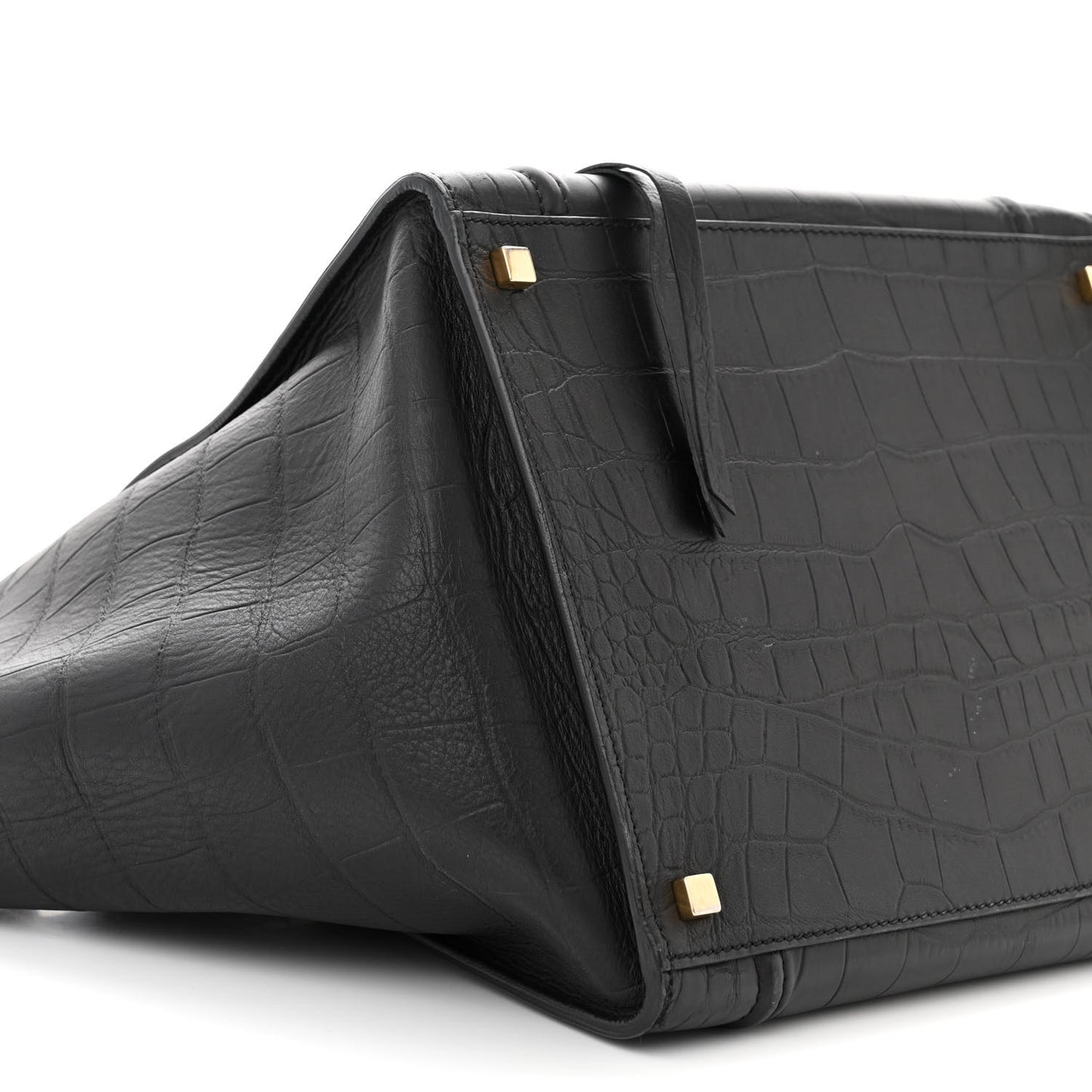 Crocodile Embossed Calfskin Medium Phantom Luggage Black