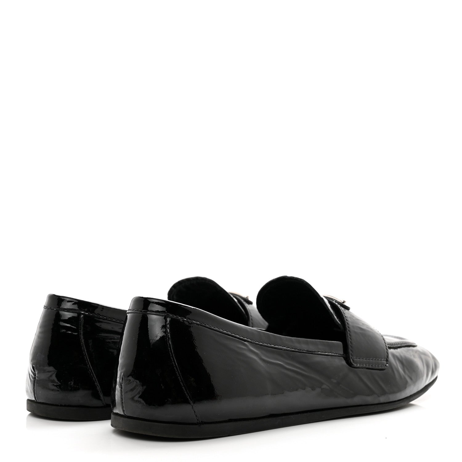 Prada Naplak Metal Triangle Logo Loafers 38 Black 4 of 9
