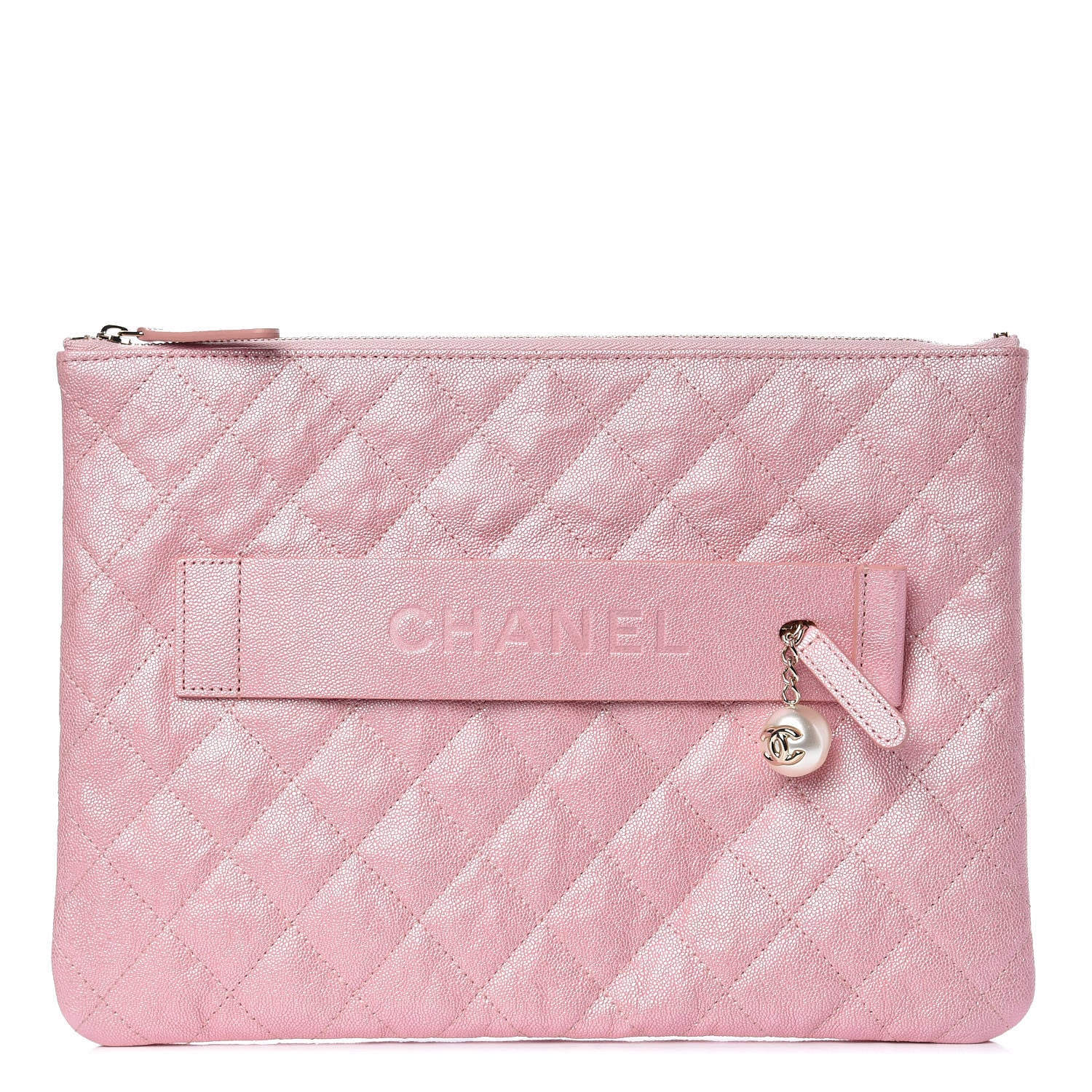 Chanel Iridescent Caviar Medium Night by the C Pouch Clutch Rose Pink 1 of 8
