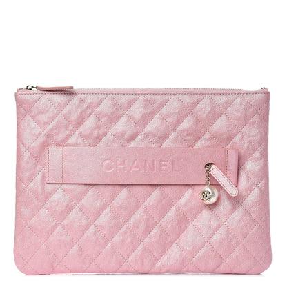 Chanel Iridescent Caviar Medium Night by the C Pouch Clutch Rose Pink 1 of 8