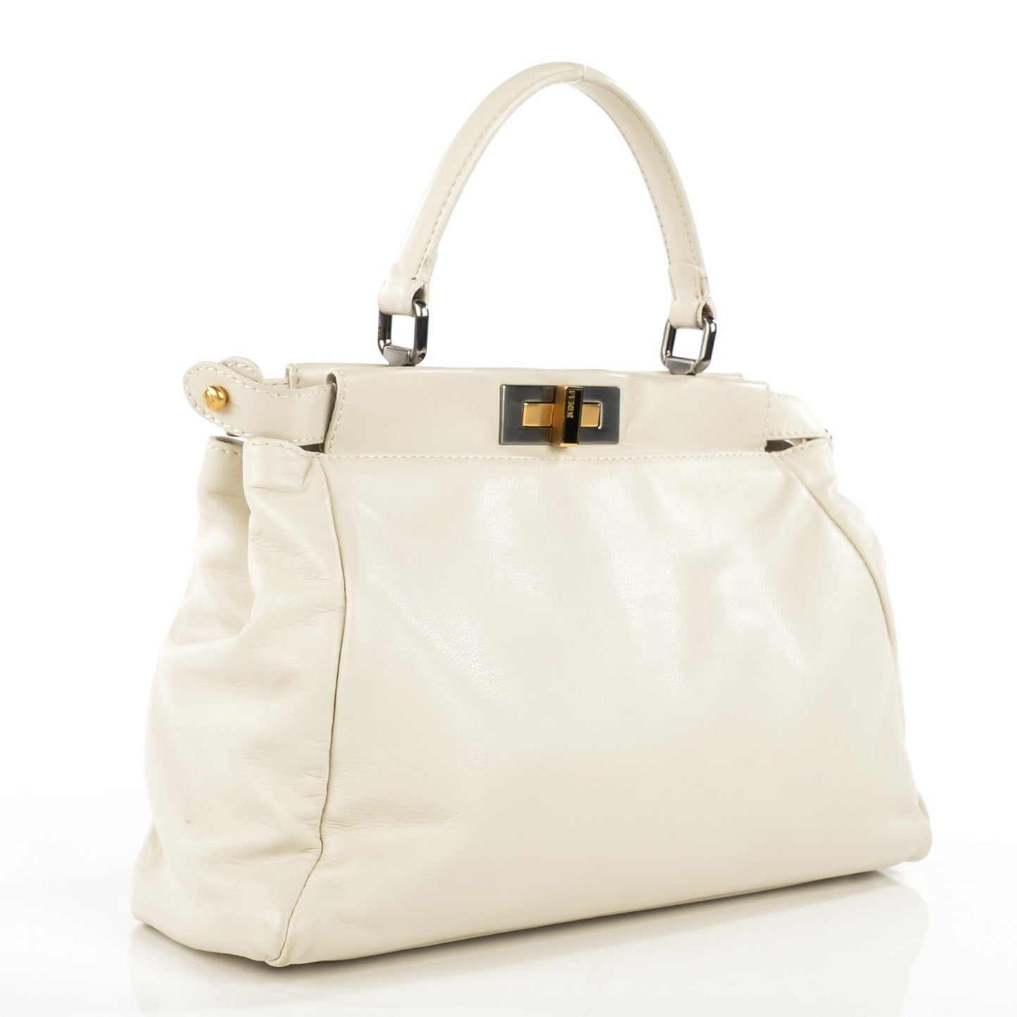 Vitello Calfskin Medium Peekaboo Iconic Satchel Milk White