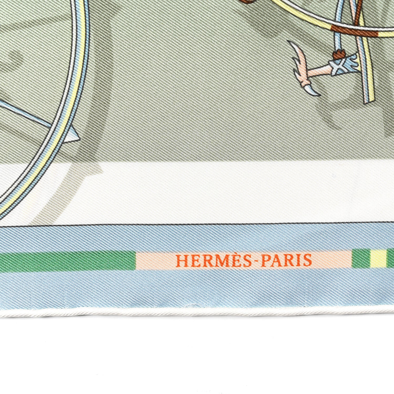 Hermes Silk Voitures en Equilibre Scarf 45 Vert Amande Bleu Glacier Jaune 7 of 8
