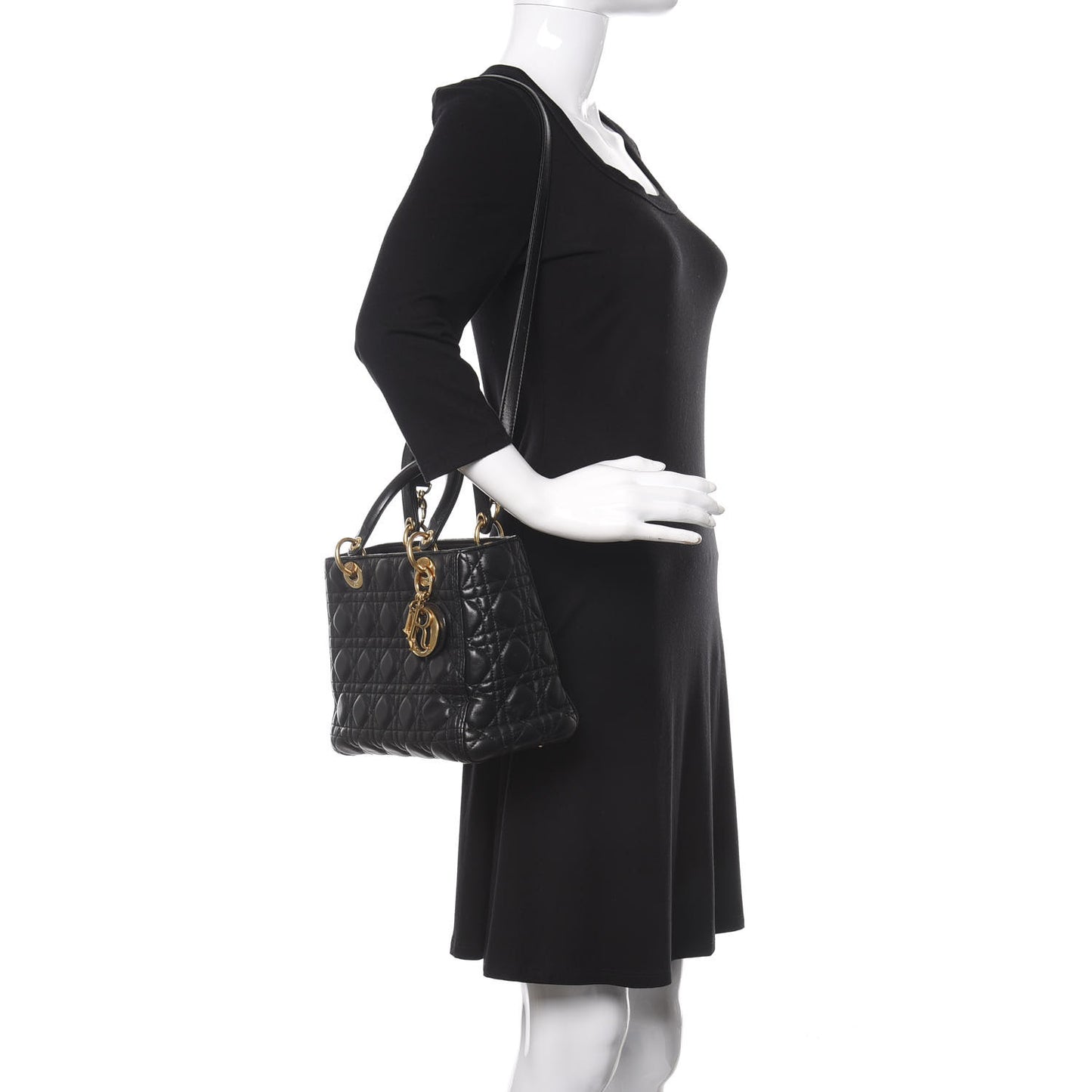 Lambskin Cannage Medium Lady Dior Black