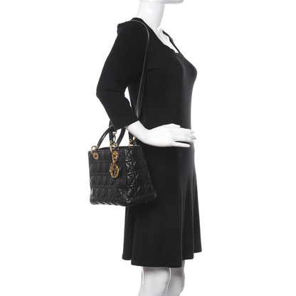 Christian Dior Lambskin Cannage Medium Lady Dior Black 2 of 9