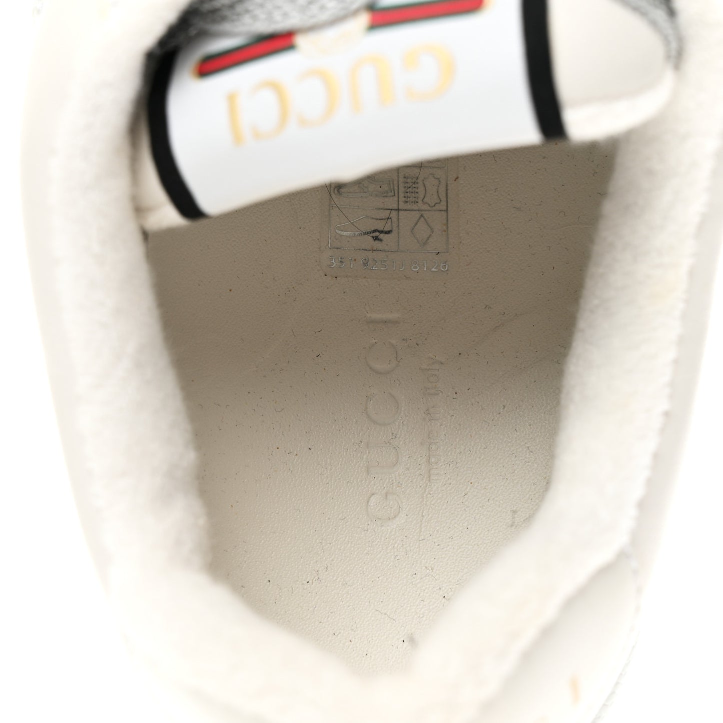Calfskin GG Supreme Crystals Web Screener Sneakers 38 White Silver