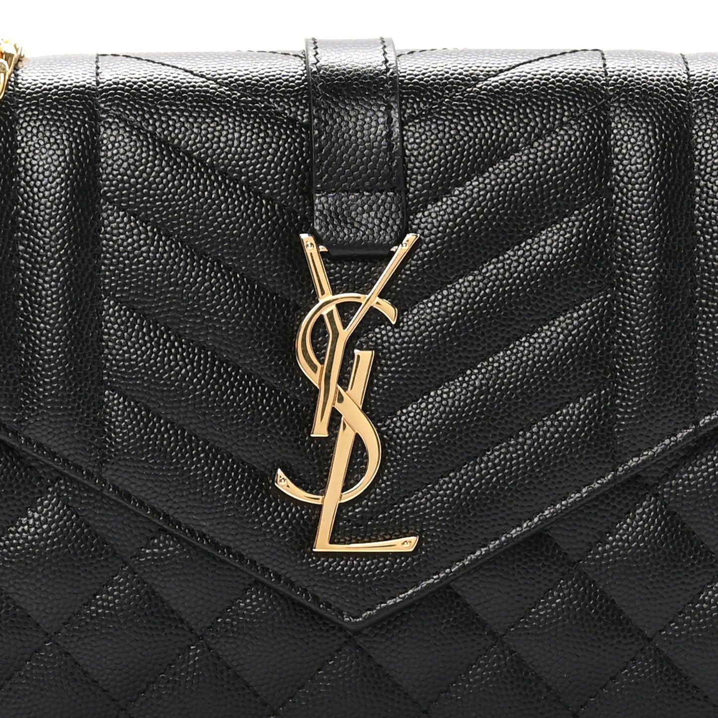 Grain De Poudre Mixed Matelasse Triquilt Monogram Chain Wallet Black
