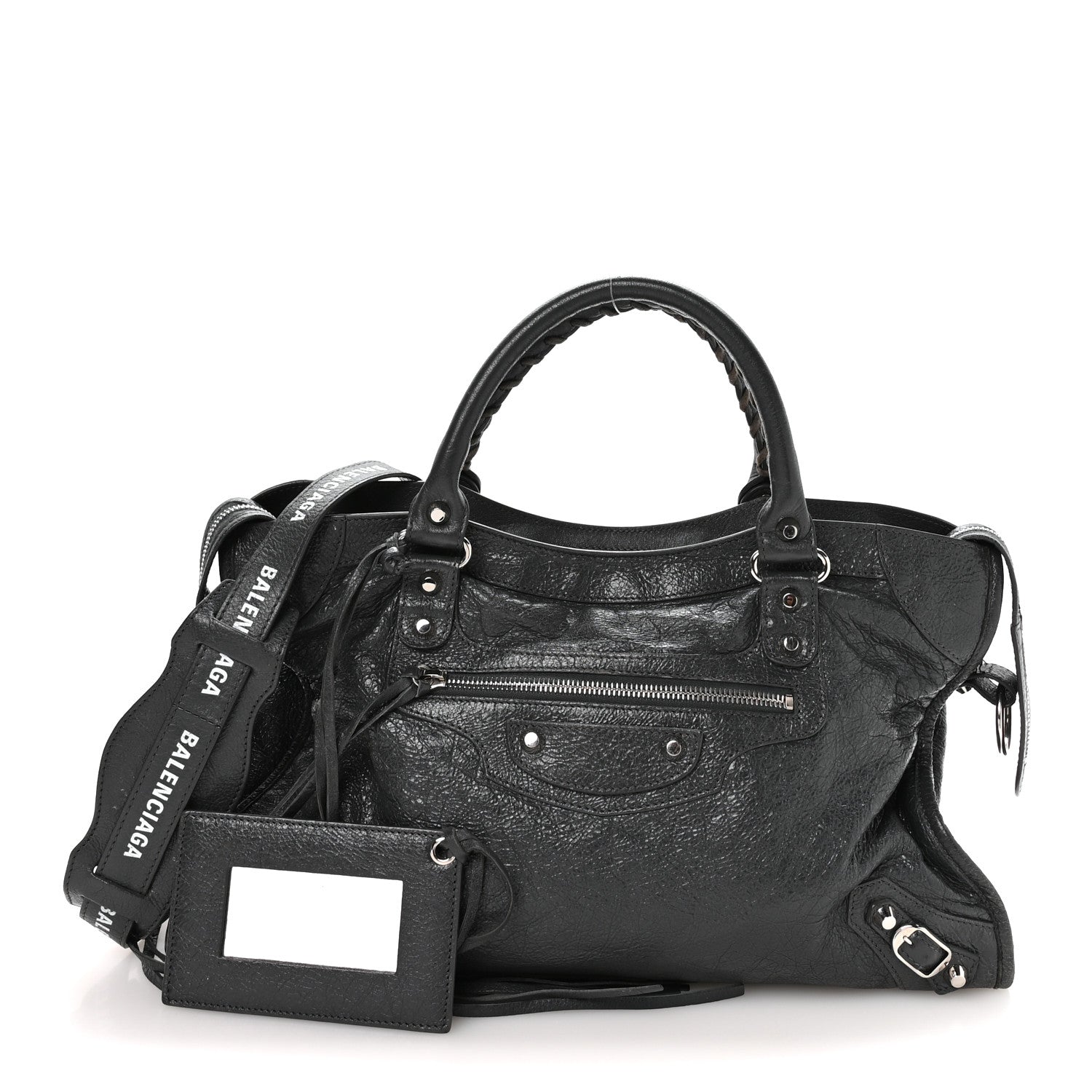Balenciaga Agneau Classic Silver Hardware City Logo Strap Gris Fossile White 3 of 12