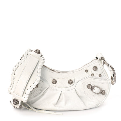 Balenciaga Agneau Arena Crystal Le Cagole Shoulder Bag XS Optic White 4 of 11